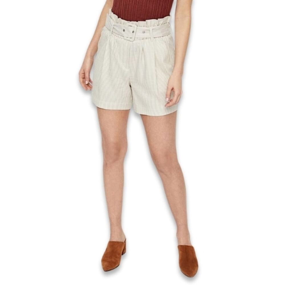 Vero Moda Culottes Shorts Paperbag Waist Pull On Modern Striped Beige/White W M